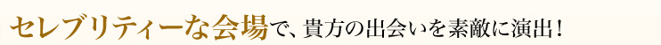 セレブリティーな会場で、貴方の出会いを素敵に演出！